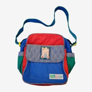 Vtg 90s McBaby McDonald's Sm Messenger Diaper Bag RARE Bunny Patch Color Block
